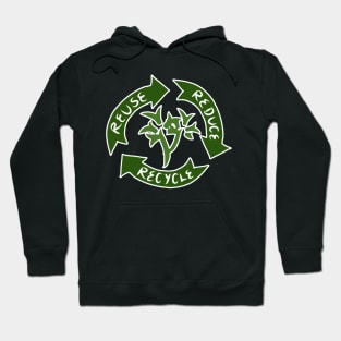 3 arrows symbolizing reuse, reduce, recycle. Hoodie